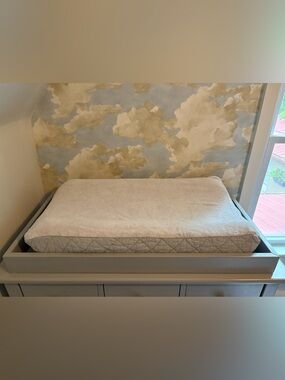 (2) Pottery Barn Kids Fitted Changing Pad Covers White and Gray